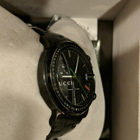 Gucci G-Chrono Black Watch w/ Black Diamonds - Picture 3 of 6